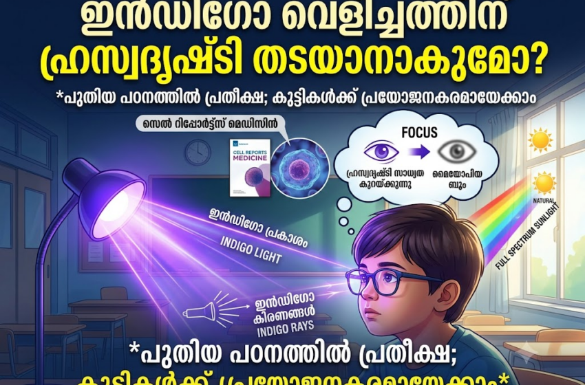  ഇൻഡിഗോ വെളിച്ചത്തിന് മൈയോപിയ (ഹ്രസ്വദൃഷ്ടി) തടയാൻ സാധിക്കുമോ? പുതിയ പഠനവിവരങ്ങൾ പുറത്ത്